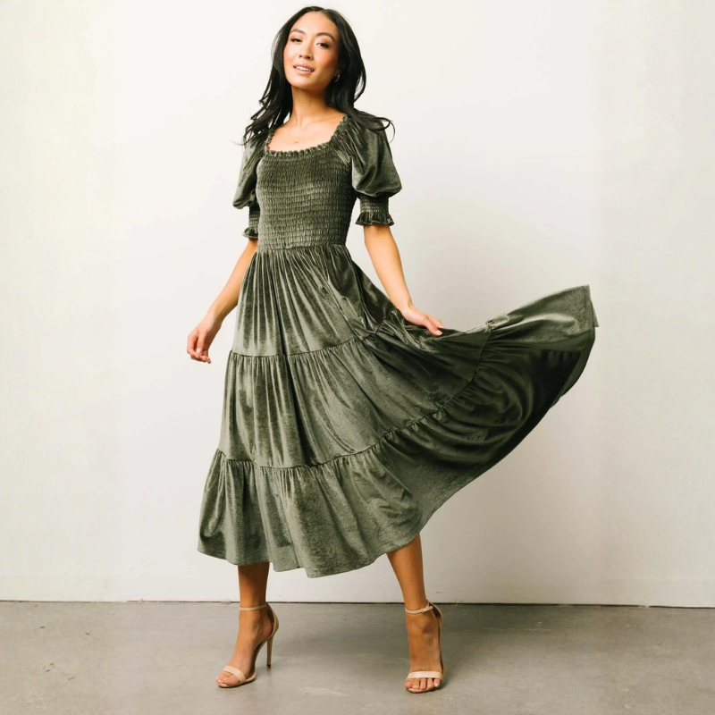 Esmeralda Velvet Ruffle Dress