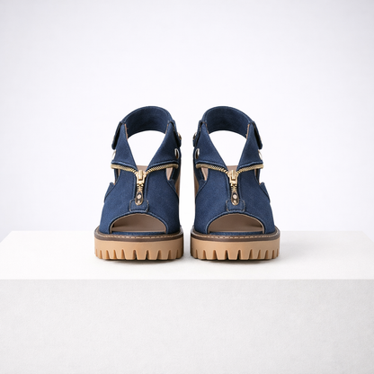 Anna Denim Block Heels