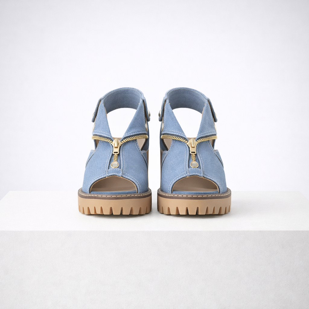 Anna Denim Block Heels