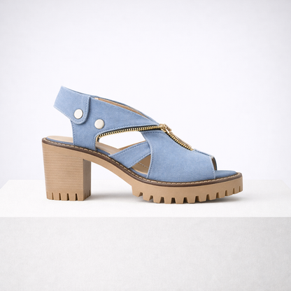 Anna Denim Block Heels