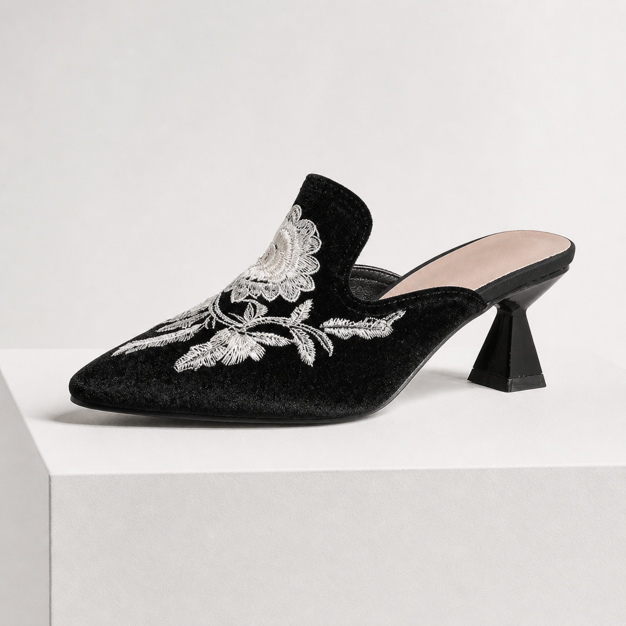 Harriet Embroidered Pointed Mules