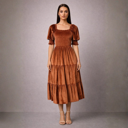 Esmeralda Velvet Ruffle Dress