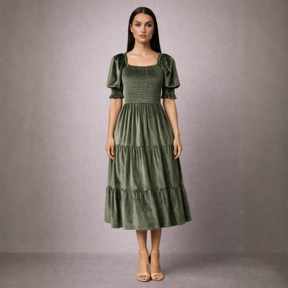 Esmeralda Velvet Ruffle Dress