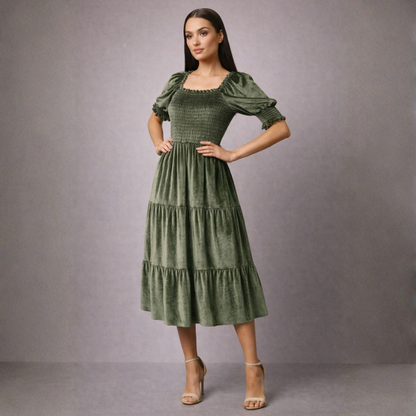 Esmeralda Velvet Ruffle Dress
