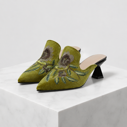Harriet Embroidered Pointed Mules