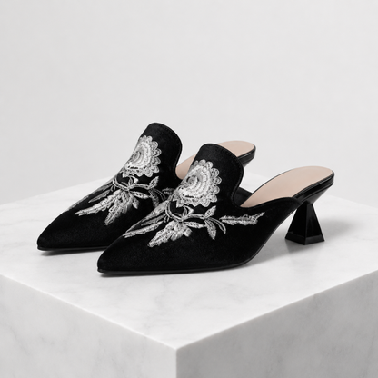 Harriet Embroidered Pointed Mules