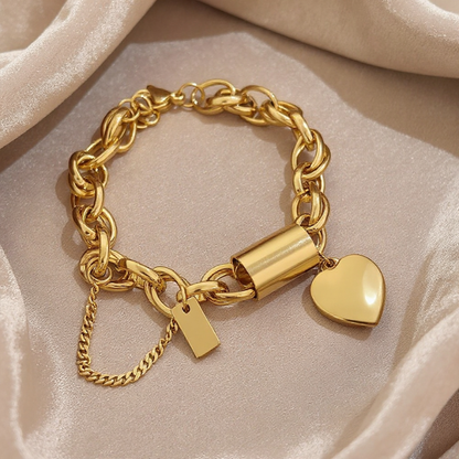 Heart Lock Charm Bracelet