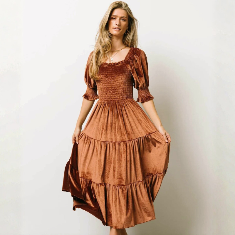Esmeralda Velvet Ruffle Dress