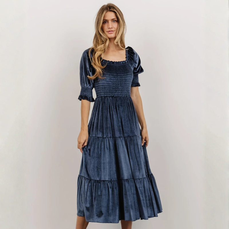Esmeralda Velvet Ruffle Dress