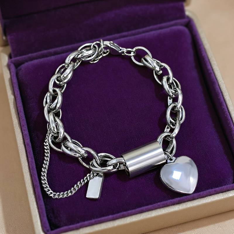 Heart Lock Charm Bracelet