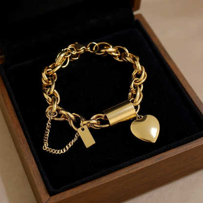 Heart Lock Charm Bracelet