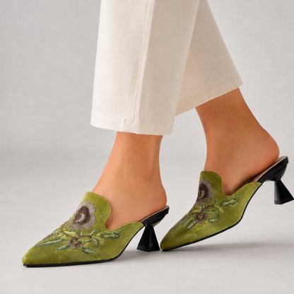 Harriet Embroidered Pointed Mules