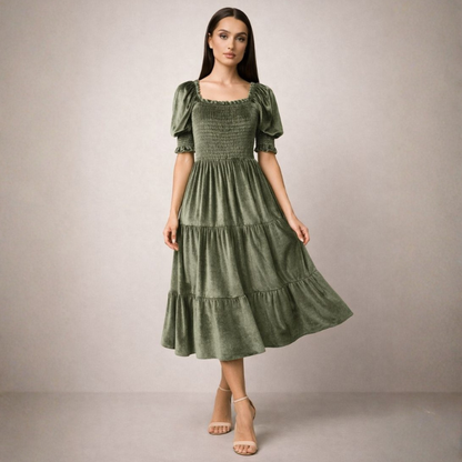 Esmeralda Velvet Ruffle Dress
