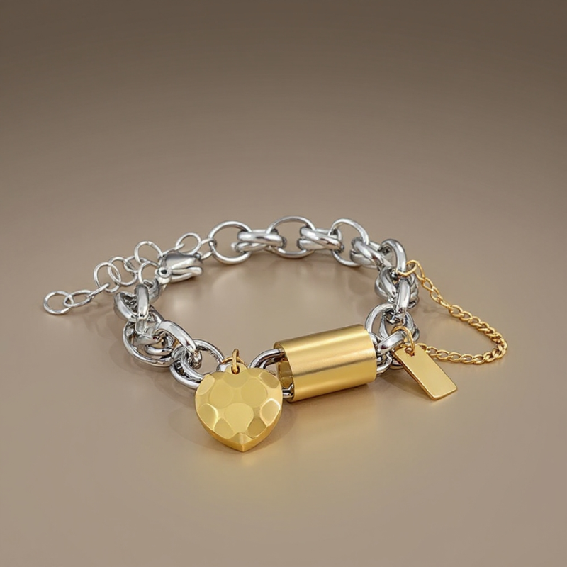 Heart Lock Charm Bracelet