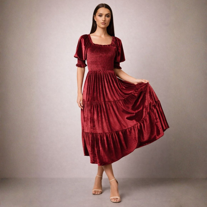 Esmeralda Velvet Ruffle Dress
