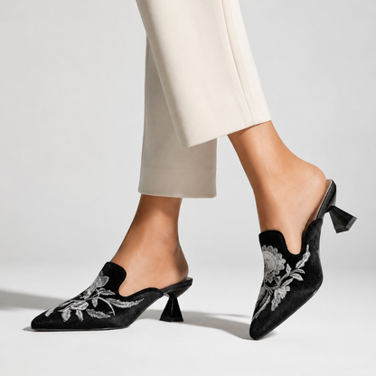 Harriet Embroidered Pointed Mules