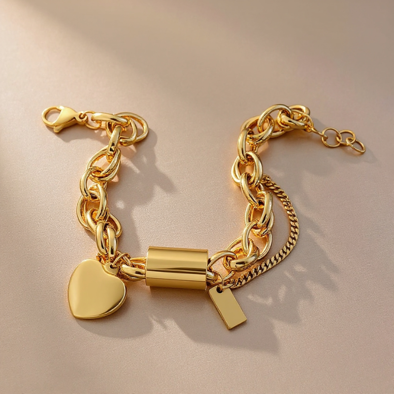 Heart Lock Charm Bracelet