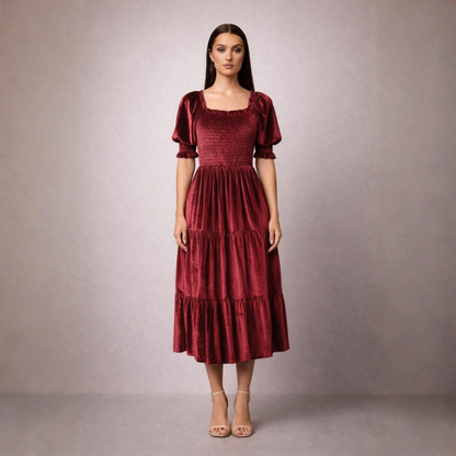 Esmeralda Velvet Ruffle Dress