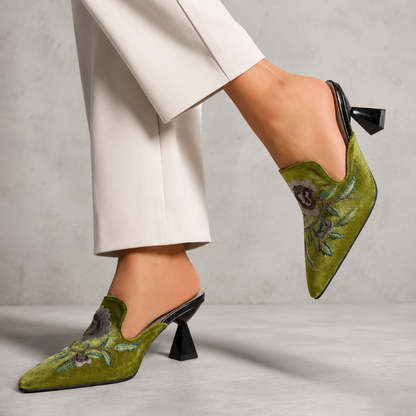 Harriet Embroidered Pointed Mules