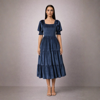 Esmeralda Velvet Ruffle Dress