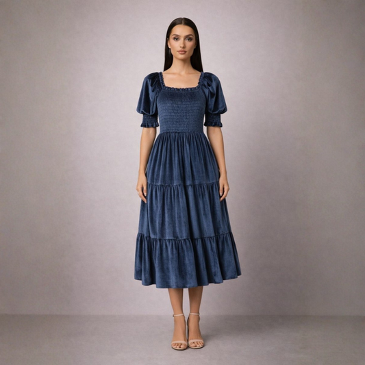 Esmeralda Velvet Ruffle Dress