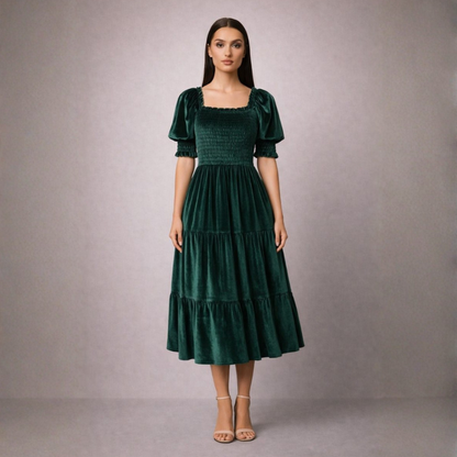Esmeralda Velvet Ruffle Dress
