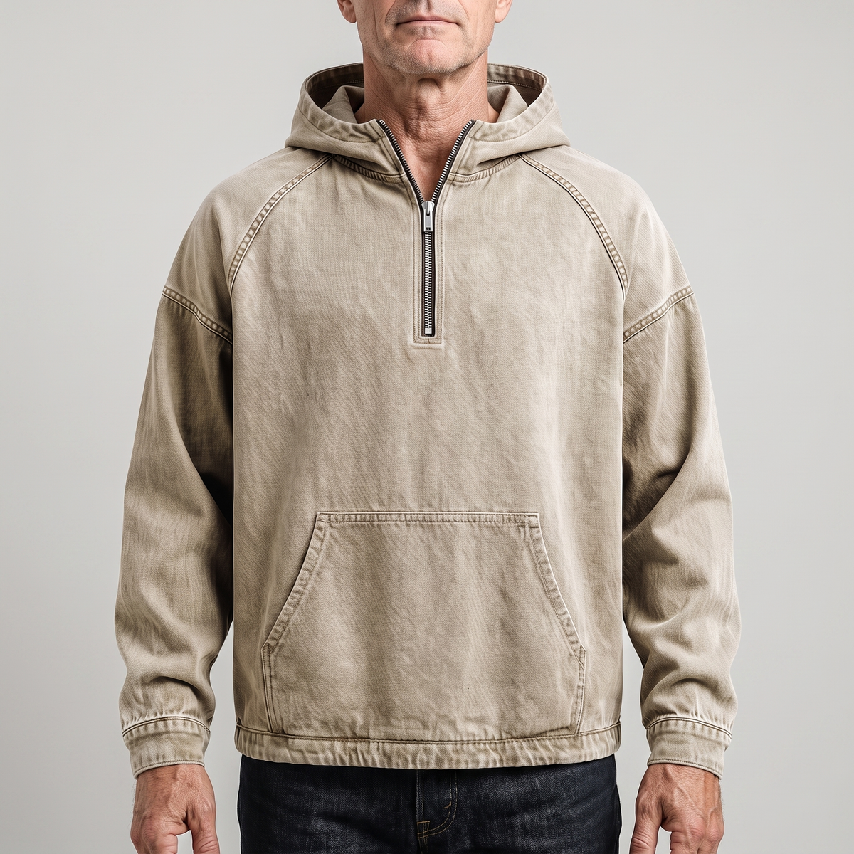 Lachlan Half-Zip Denim Jacket