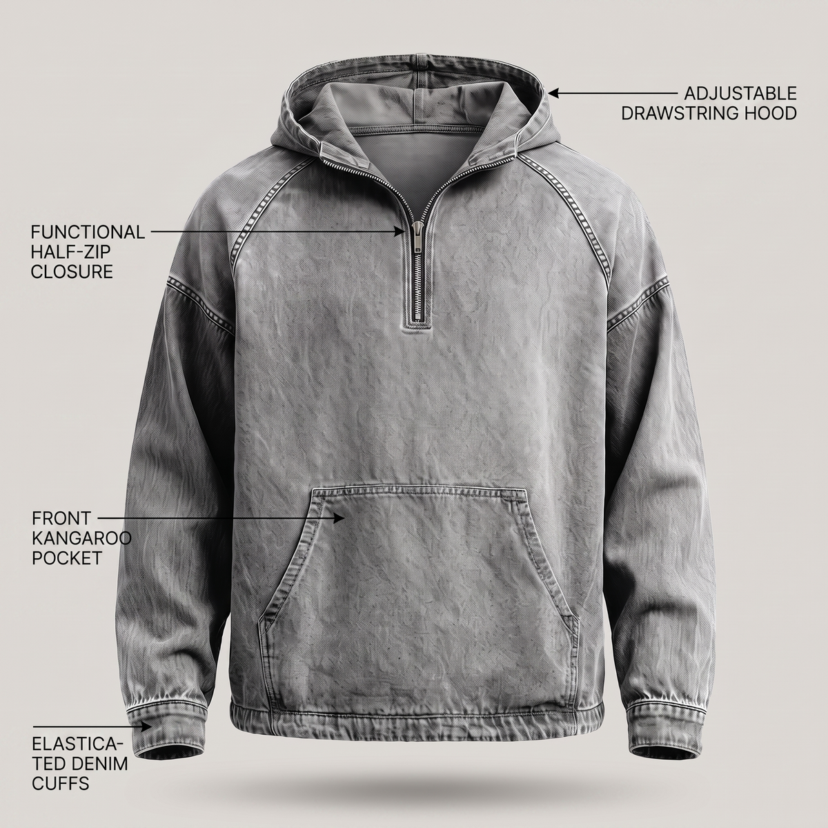 Lachlan Half-Zip Denim Jacket