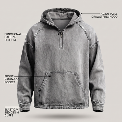 Lachlan Half-Zip Denim Jacket
