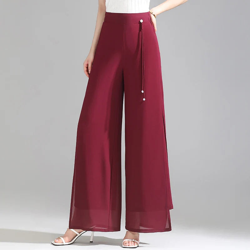 Olivia Chiffon Wide-Leg Pants