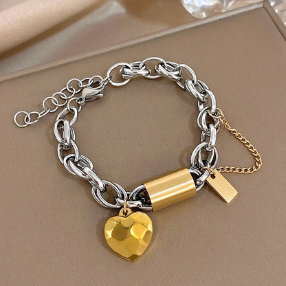Heart Lock Charm Bracelet