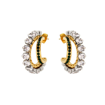 Double Moon Zirconia Earrings