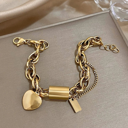 Heart Lock Charm Bracelet