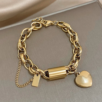 Heart Lock Charm Bracelet
