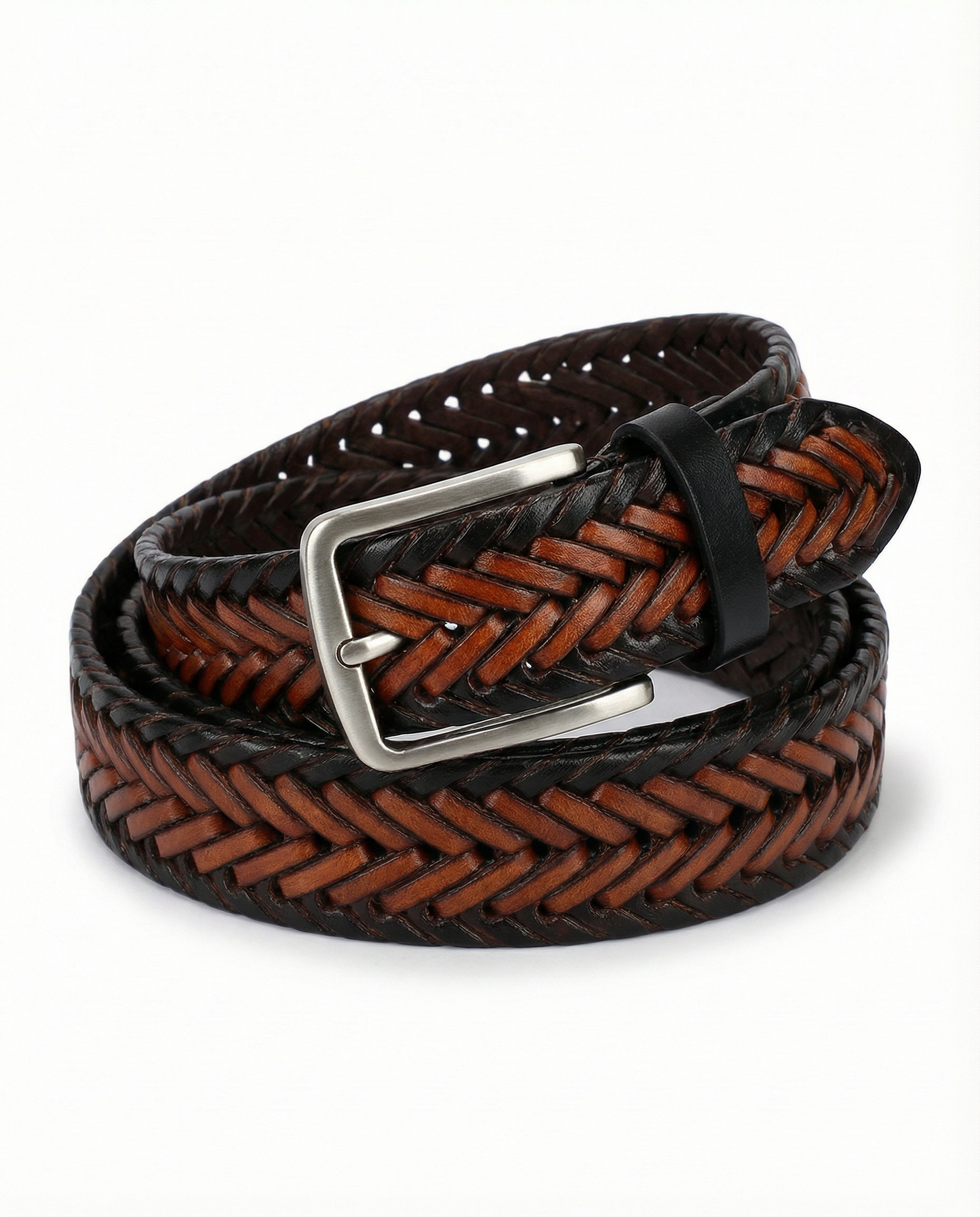 Braided Leather Stretch Belt