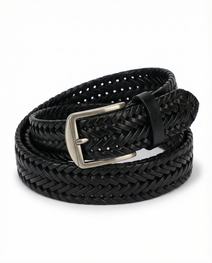 Braided Leather Stretch Belt