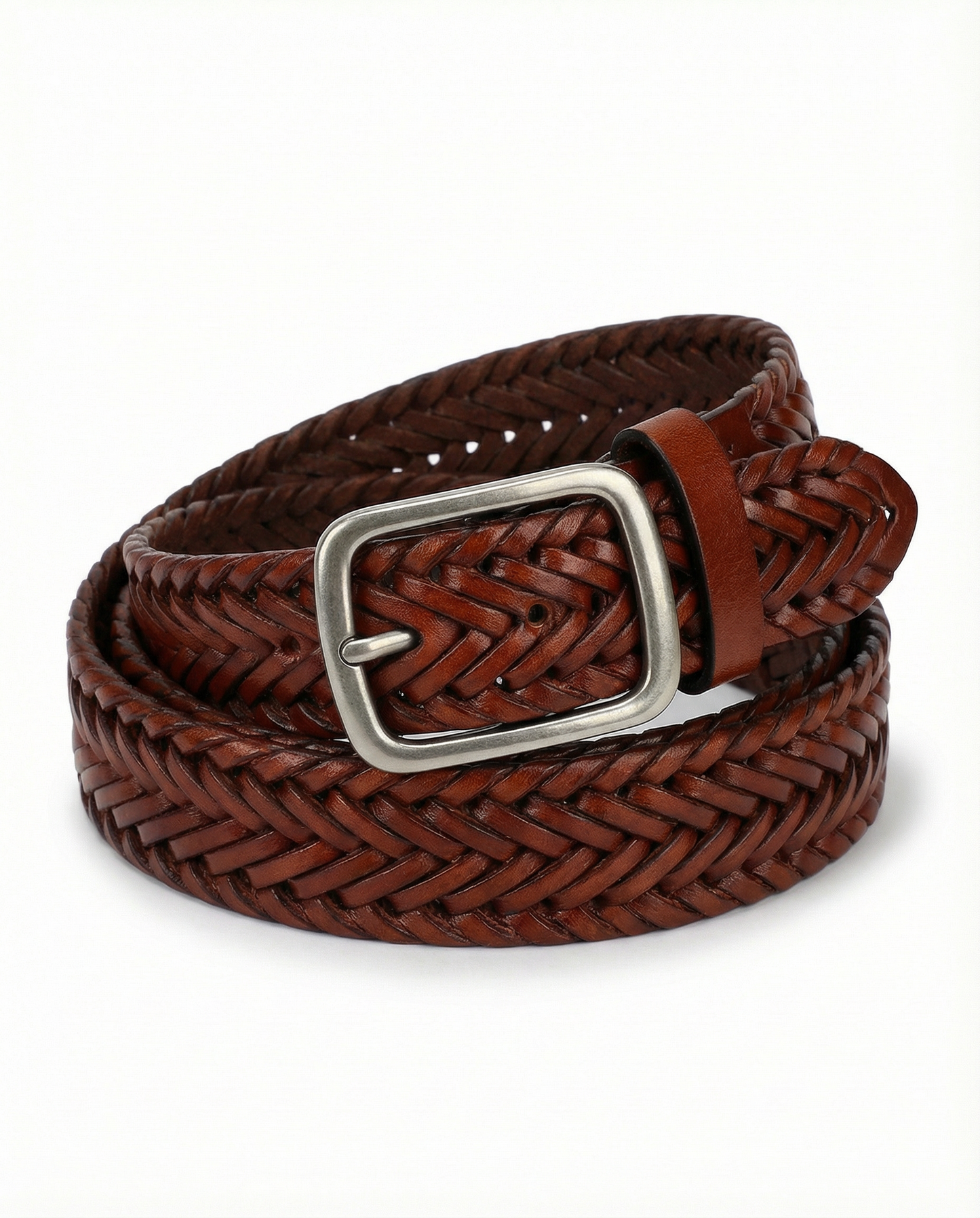 Braided Leather Stretch Belt
