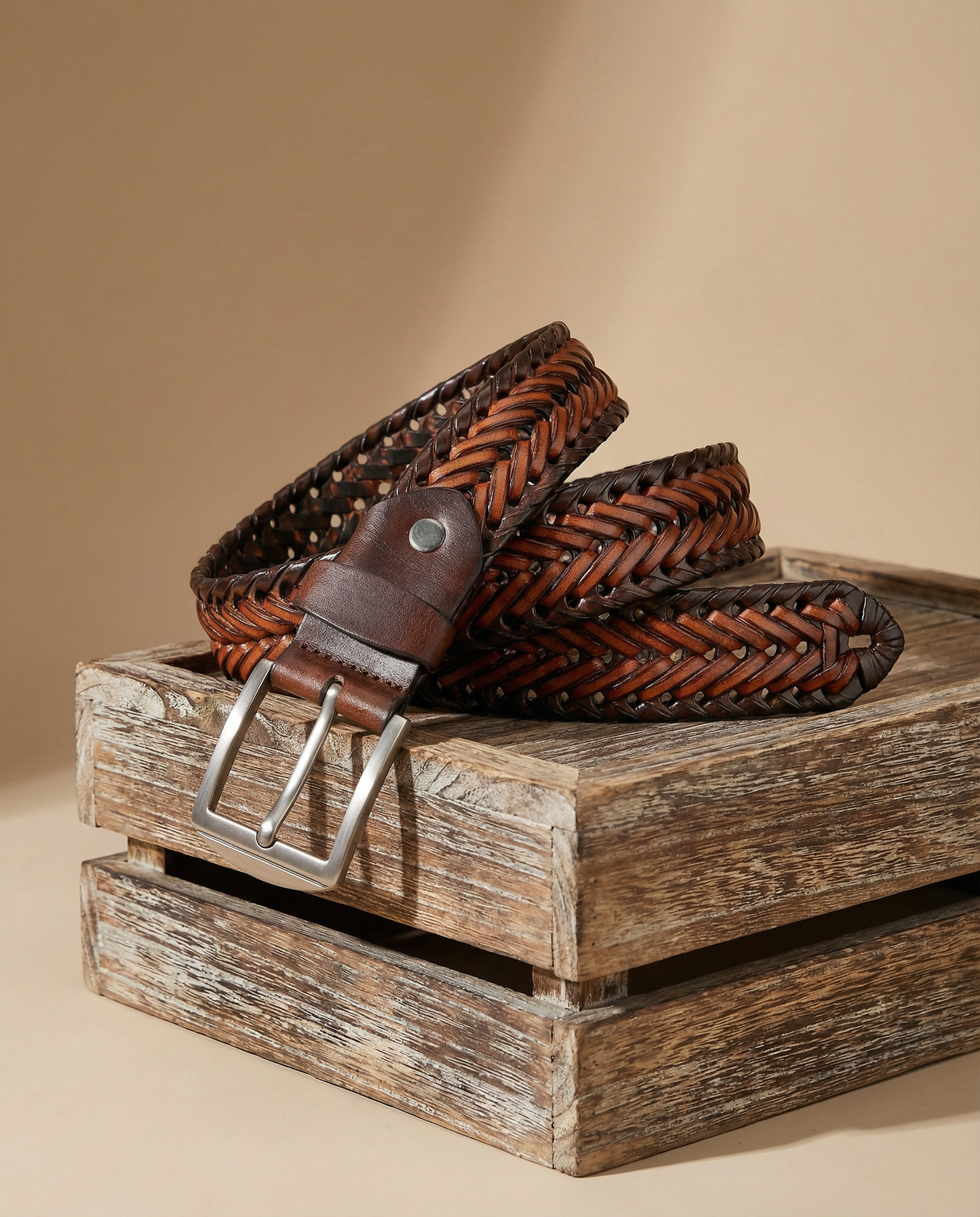 Braided Leather Stretch Belt
