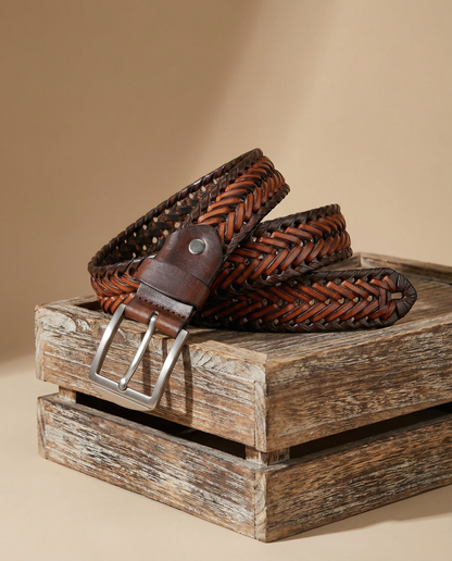 Braided Leather Stretch Belt