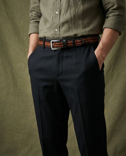 Braided Leather Stretch Belt