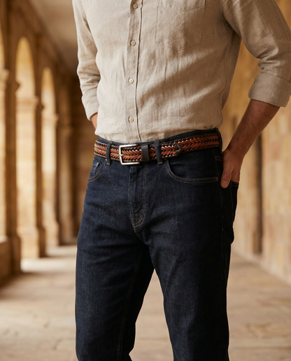 Braided Leather Stretch Belt